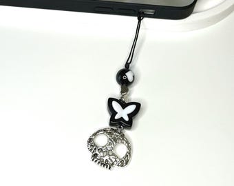 Handmade Skull Phone Charm: Spooky Kawaii Y2k Charm