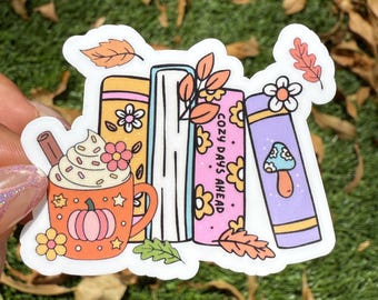 Cozy Days Ahead Sticker – Fall Books & Pumpkin Spice Latte Vinyl