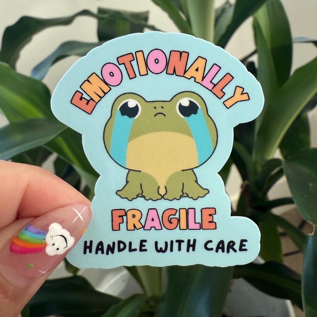 Crying Frog Sticker: Emotionally Fragile Vinyl Decal - Etsy