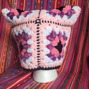 Granny Square Cat Ear beanie