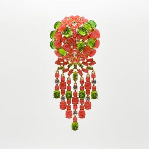 Vintage Deco Brooch,Art Deco Brooch,Rhine Stone Tassel Brooch,Pink Brooch,Elegant Brooch,Versatile Brooch,Unique Brooch