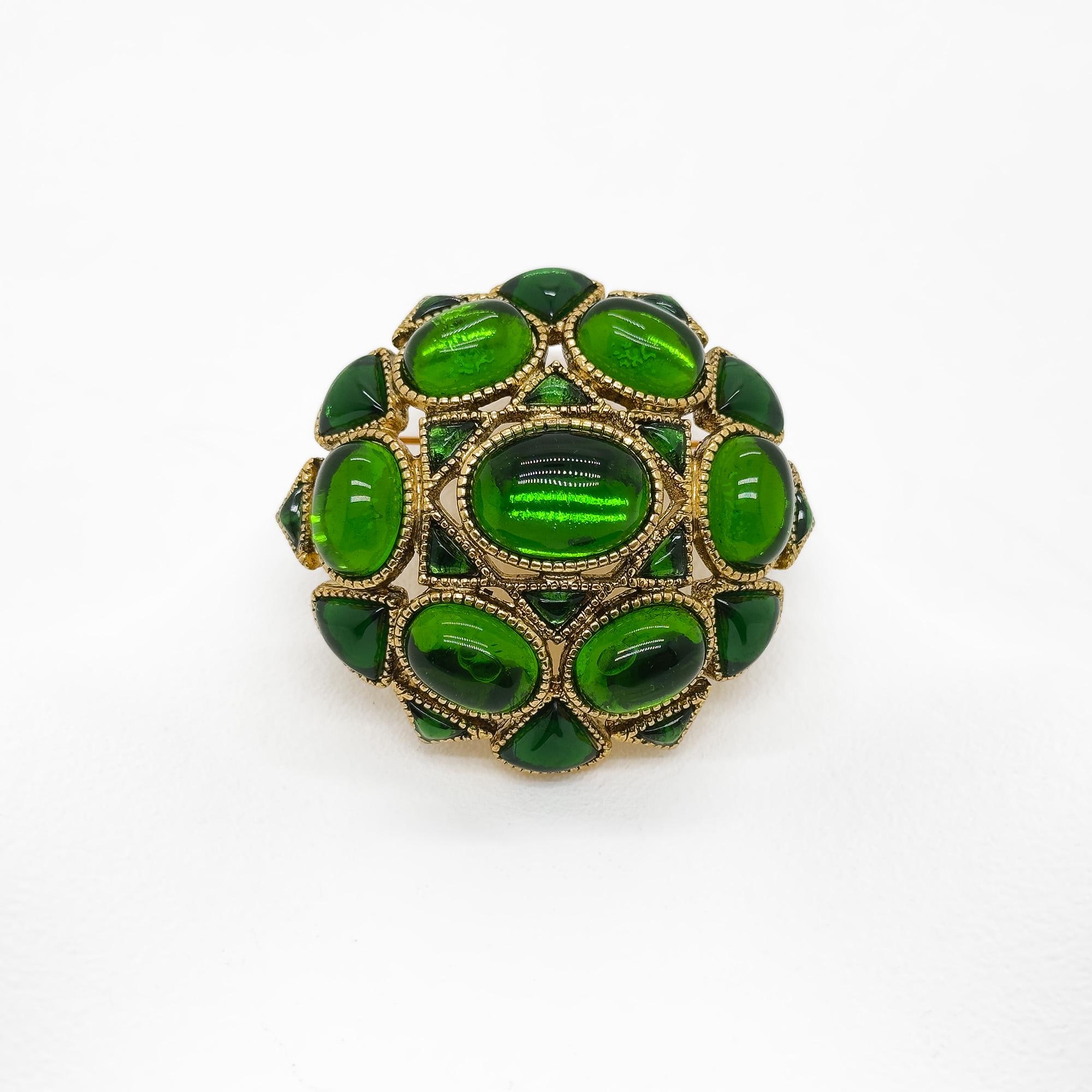 Broche Vintage En Argent Et Lapis-lazuli - Fleurs Et Feuilles Sculptées - Bleu Intense