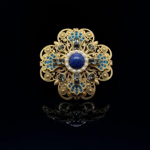 Vintage Deco Brooch,Art Deco Brooch,Unique brooch, gemstone brooch,Courtly Brooch,French Brooch, Party Brooch, Wedding Brooch