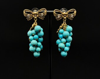 Vintage earrings, Art Deco earrings, Grape earrings, Turquoise earrings, Boho earrings , Country-style earrings, Earrings for women
