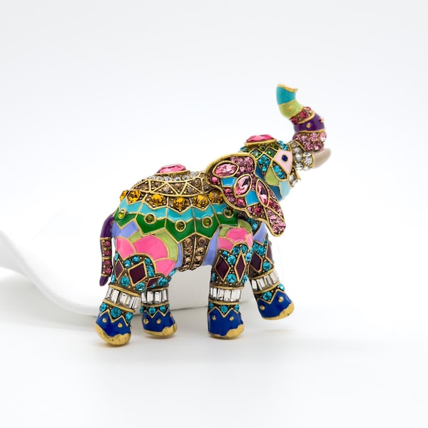 Bohemian Colorful Elephant Brooch, Unique Birthday Gift