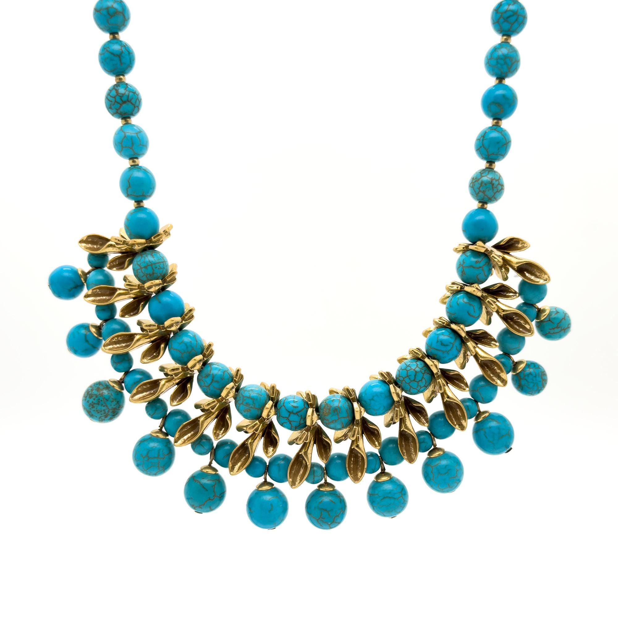 vintage deco necklace, art deco necklace, emerald flower necklace, ethnic necklace, tribal necklace, birthday gift, unique necklace