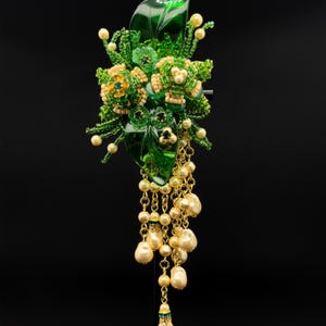 Vintage deco-broscher, art deco-broscher, lövbroscher, vävda broscher, tofsbroscher, klänningsbroscher, festbroscher, middagsbroscher bild 3