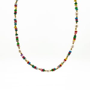 Vintage Ethnic-Style Multicolored Natural Stone Pearl Necklace,Vintage Necklace,Ethnic Necklace,Tribal Necklace,Gemstone Necklace