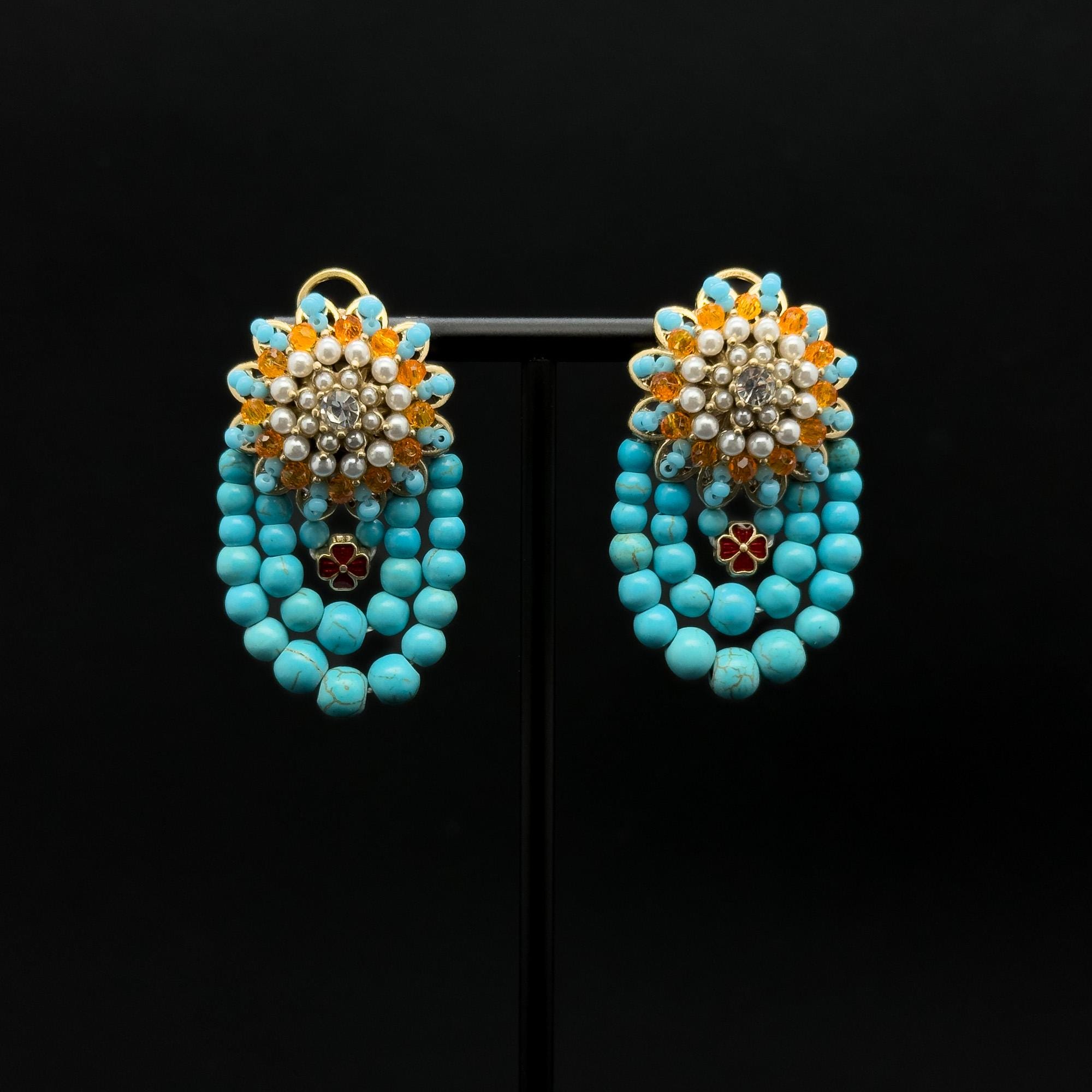 «715»♥️完売♥️ターコイズブルービーズ耳飾り*爽やかなカラー*海と共に Turquoise blue earrings lampwork beads - Etsy 日本