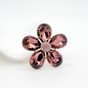Art Deco brooch, 3D flower brooch, French brooch, blue crystal brooch, luxurious brooch, suit brooch, party brooch, wedding brooch Purple