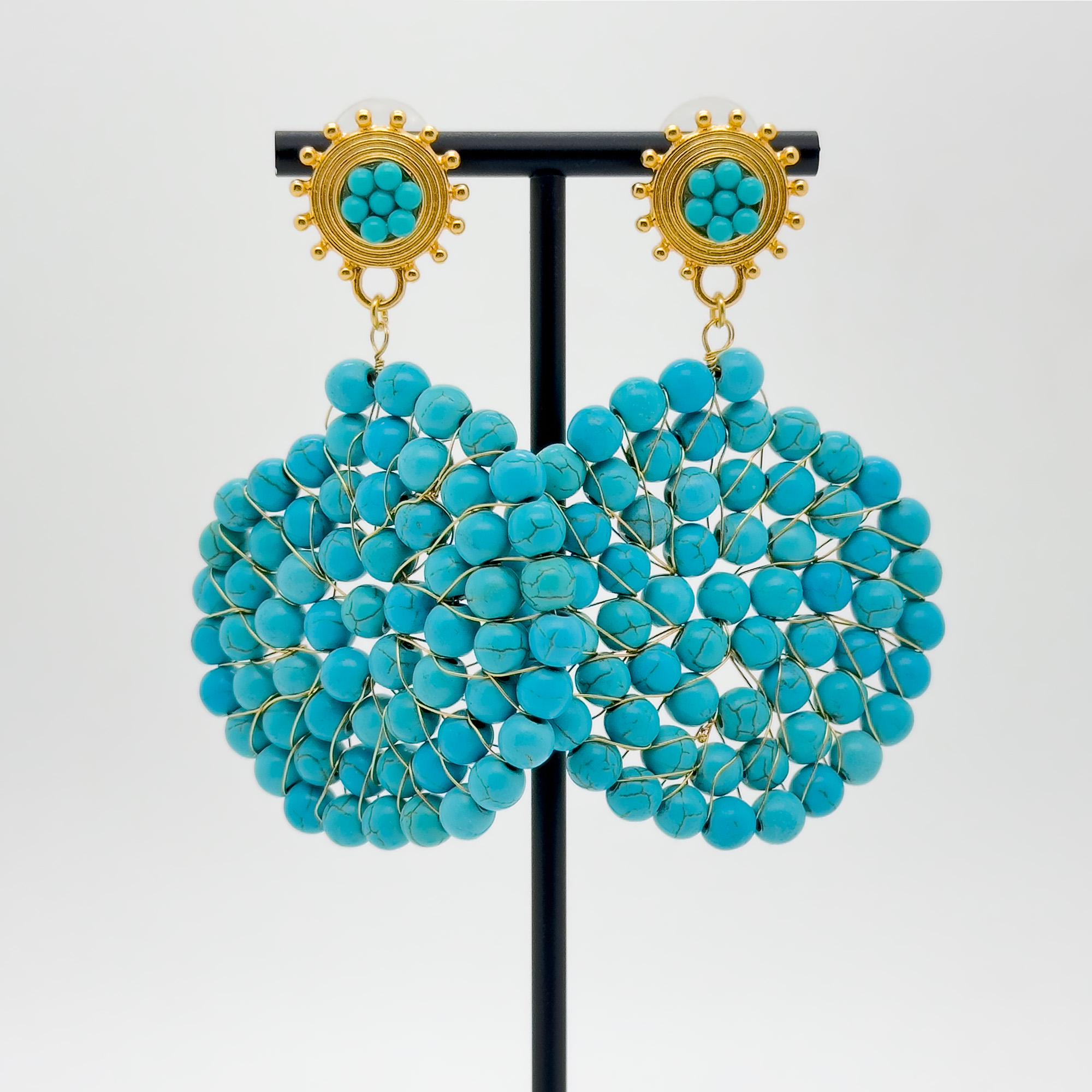 Cut Turquoise Disc Handcrafted Turquoise Disc Earrings, Sterling Silver, Art Deco - Etsy