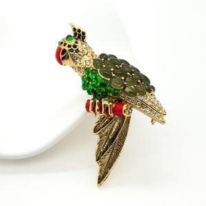Vintage deco brooch, art deco brooch, 3D parrot brooch, bird brooch, coat brooch