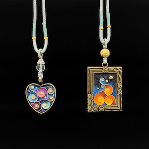 Art Deco Pendant,Love Pendant,Heart Pendant,Cloisonné Pendant,Enamel Pendant,Ethnic Pendant,Tribal Pendant,Cloisonné Pendant Necklace