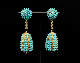vintage deco earrings, art deco earrings, hot air balloon earrings, blue earrings, tribal earrings, unique earrings, ethnic earrings