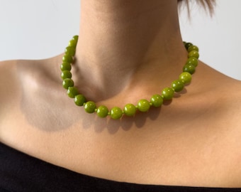 art deco necklace, green stone necklace, Jewelry set, gemstone necklace, summer necklace