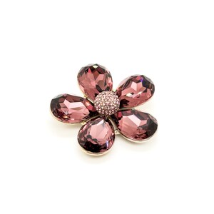 Art Deco brooch, 3D flower brooch, French brooch, blue crystal brooch, luxurious brooch, suit brooch, party brooch, wedding brooch image 6