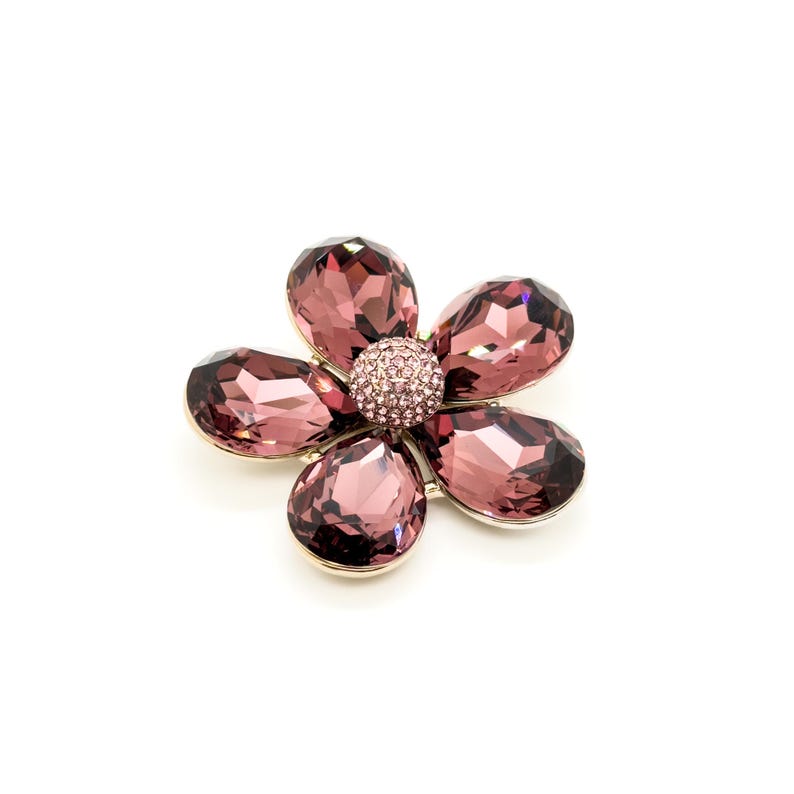 Art Deco brooch, 3D flower brooch, French brooch, blue crystal brooch, luxurious brooch, suit brooch, party brooch, wedding brooch image 6