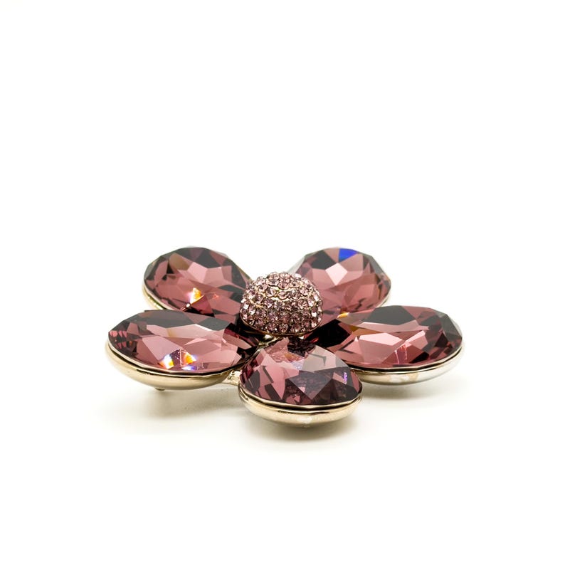 Art Deco brooch, 3D flower brooch, French brooch, blue crystal brooch, luxurious brooch, suit brooch, party brooch, wedding brooch image 8