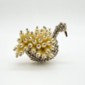 Vintage deco brooch, art deco brooch, swan brooch, coat brooch, unique brooch