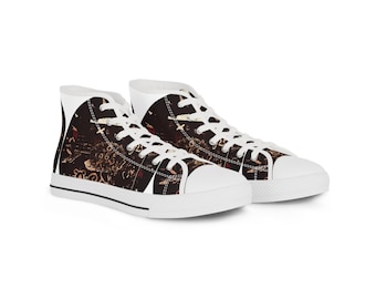 1965 Artwear High Top Sneakers, Unikalne Wzorzyste Trampki, Modne Obuwie, Prezent dla Artystów, Personalizowane Buty