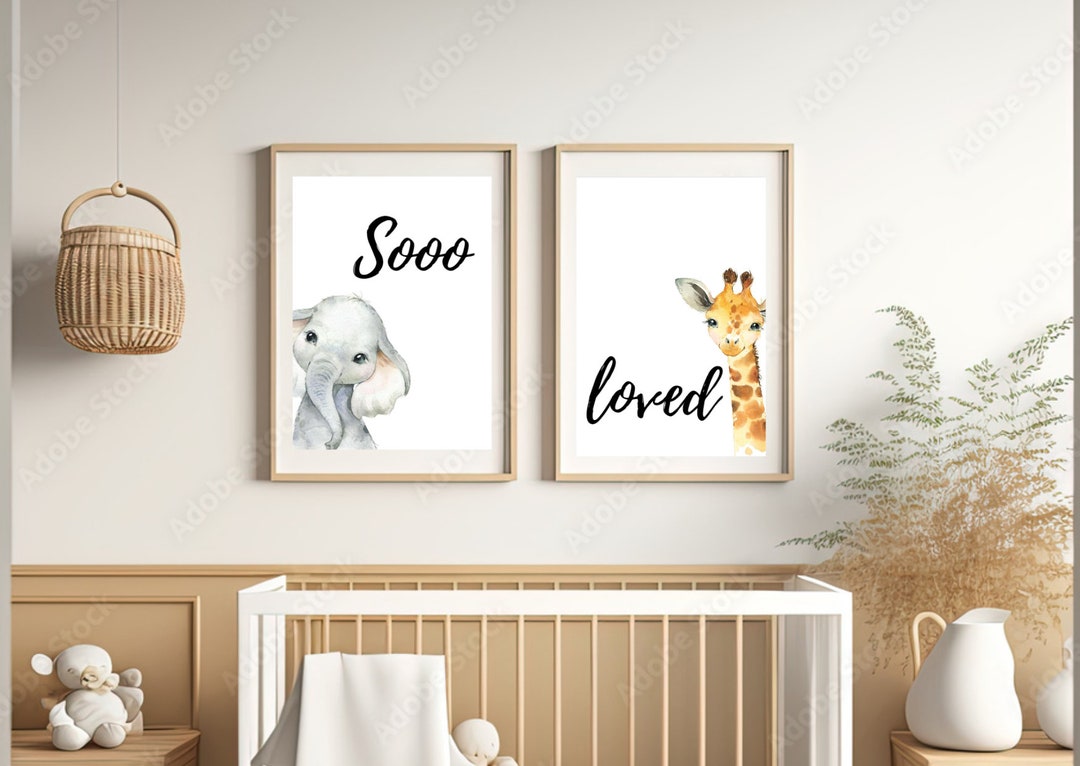 Printable Nursery Wall Art A4 Size Animals 'sooo Loved' - Etsy