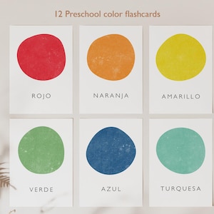 12 afdrukbare kleurenflashkaarten | Op Montessori geïnspireerde educatieve kaarten voor kleuters | Leermateriaal direct downloaden