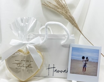 Will You Be My Godmother Proposal Gift Set* Shortbread Sugar Cookie * Personalised Gift Bag * Polaroid Print *Christening * Baby