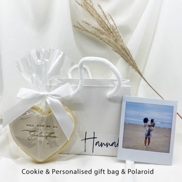 Will You Be My Godmother Proposal Gift Set* Shortbread Sugar Cookie * Personalised Gift Bag * Polaroid Print *Christening * Baby