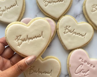 Bridesmaid Stamped Shortbread Sugar Cookie Cookie * Wedding * Hamper * Gift Box * Present *Hen Do  * Proposal * Heart * Personalised