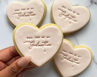 Will You Be My Godmother Shortbread Sugar Cookie * Christening * Baptism * Proposal * Gift Set * Present * Cross