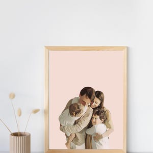 Foto personalizada para retrato, presente de aniversário, presente de dia dos pais, presente de dia das mães, presente de Natal, desenho digital personalizado, retrato de família