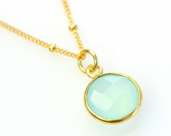 Small Gold Aqua Necklace