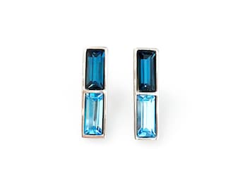 Twin Indigo Baguette Studs