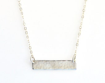 Silver Hammered Bar Necklace