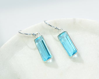 Sky Blue Baguette Earrings