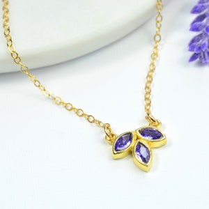 Gold Amethyst Petals Necklace image 1