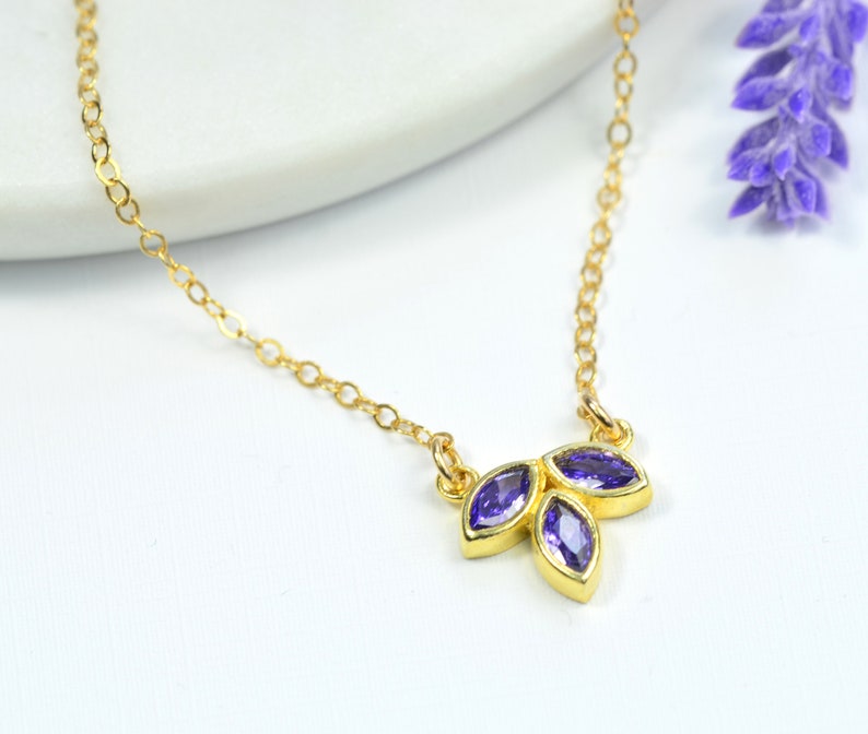 Gold Amethyst Petals Necklace image 1