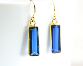 London Blue Baguette Earrings