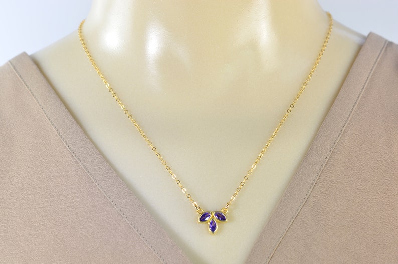 Gold Amethyst Petals Necklace image 4