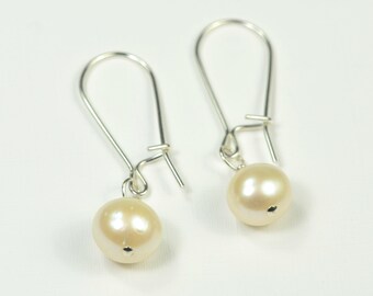 Silver Pearl Drop Earrings