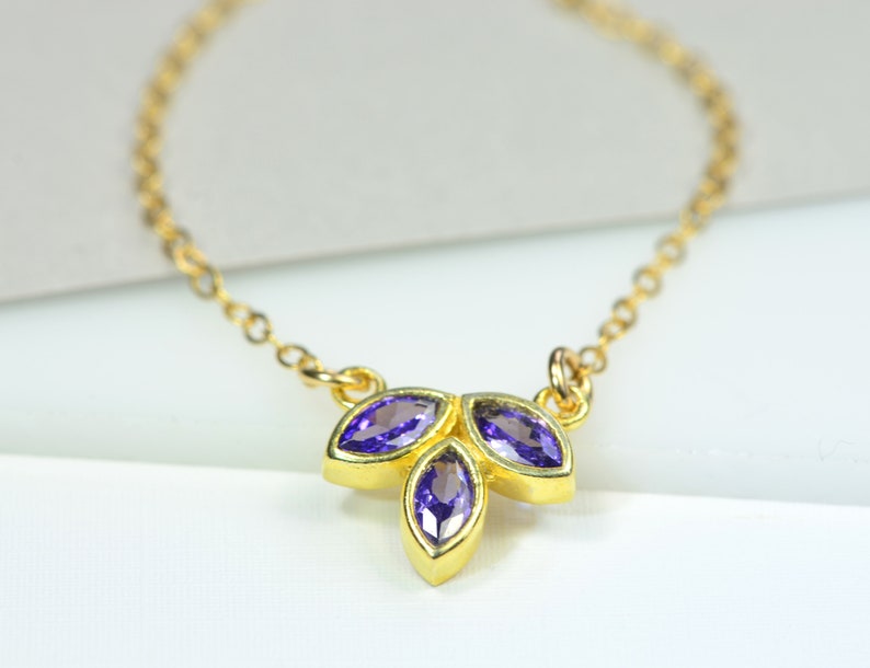 Gold Amethyst Petals Necklace image 3