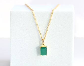 Green Onyx Baguette Necklace