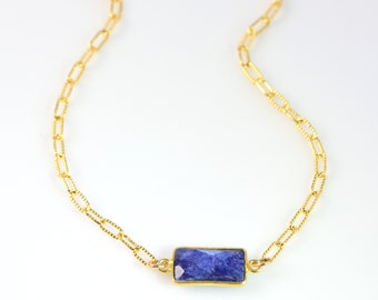 Raw Blue Sapphire Necklace