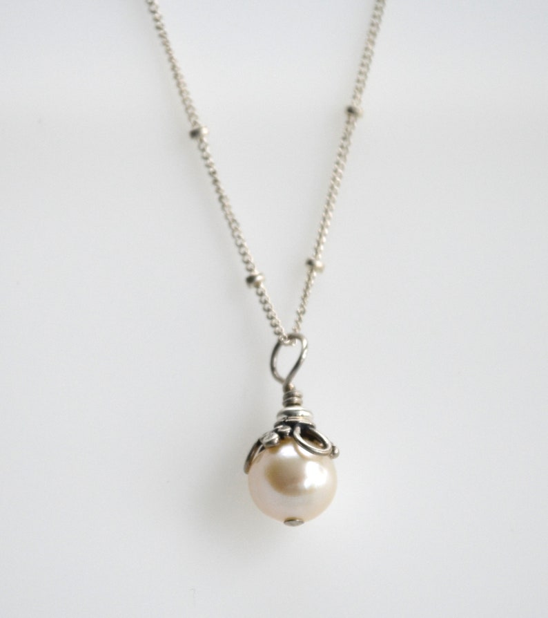 Floral Pearl Drop Necklace image 1