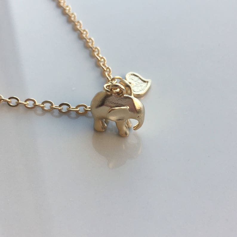 Baby Elephant Necklace Small Necklace Gold Elephant Necklace Love Elephant Necklace Tiny Elephant Kawaii Elephant Matte Gold Necklace