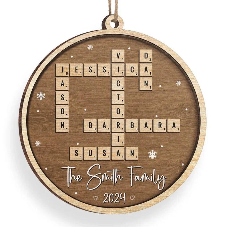 Custom Family Crossword Puzzle 2024 Ornament, Custom Family Christmas