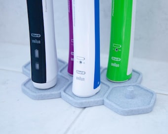 Electric Toothbrush Drip Tray Stand Holder, 1,2,3,4,5,6 Bathroom Organiser Decor Marble