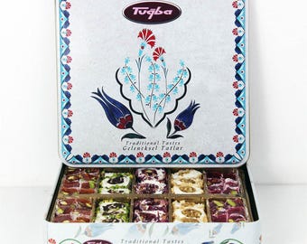 Handmade Turkish Delight Assortment: Gourmet Flavors in Tin Gift Box
