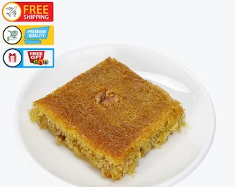 Postre turco de nueces Kadaif hecho a mano: Delicia gourmet crujiente (4 piezas)
