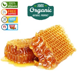 Honeycomb,Raw Organic Comb Honey ,All Natural Pure Honeycomb, Eco Gift ,Nature&#39;s Candy,Natural Honey 450 gr-FREE SHIPPING
